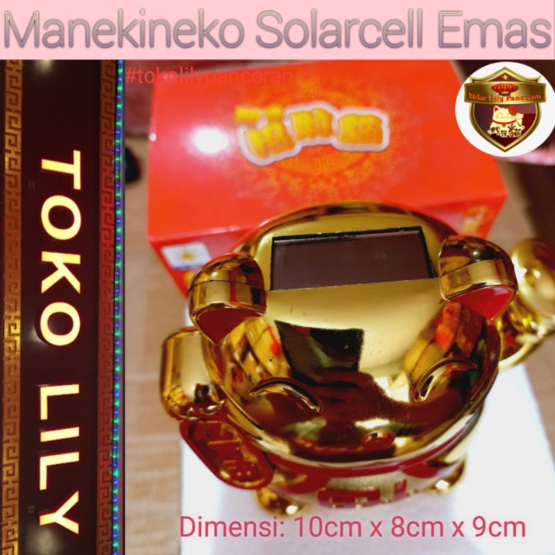 Manekineko Solarcell Emas / Kucing Hoki / Golden Lucky Cat / Kucing Rezeki