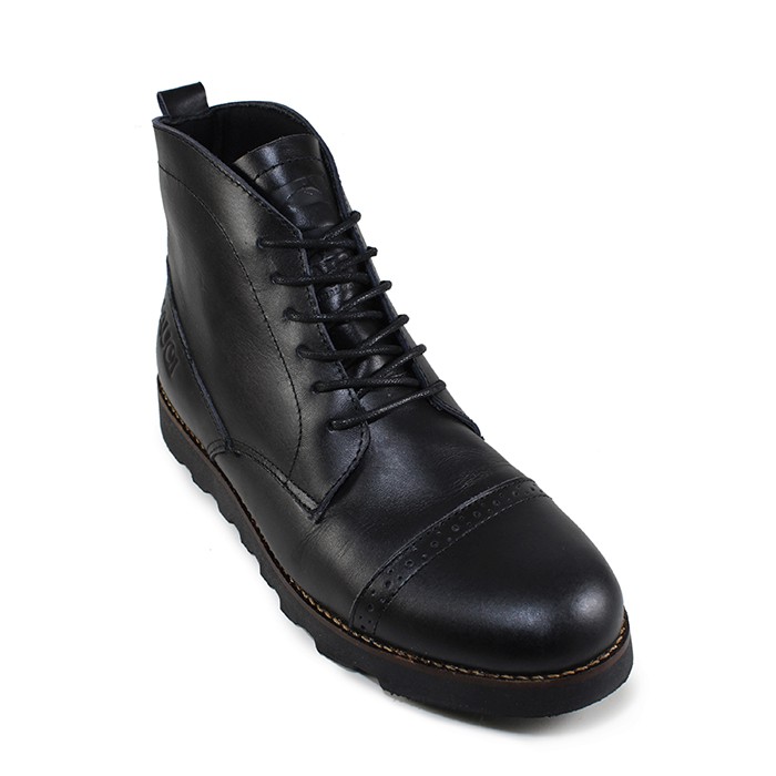 Sauqi Footwear Kopp Sepatu Boots Pria Kulit Asli - Black