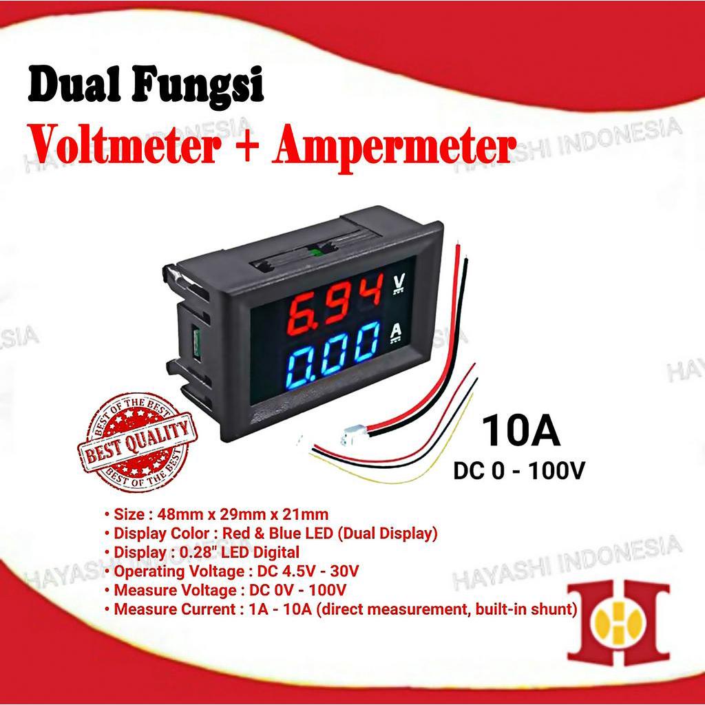 Dual Volt Amp Meter Digital Ampere Meter Voltmeter 10A 0-100V Ammeter