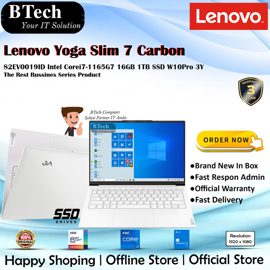 Lenovo Yoga Slim 7 Carbon- 82EV0019ID i7-1165G7 16GB 1TB SSD W10HOME+OHS 3Y