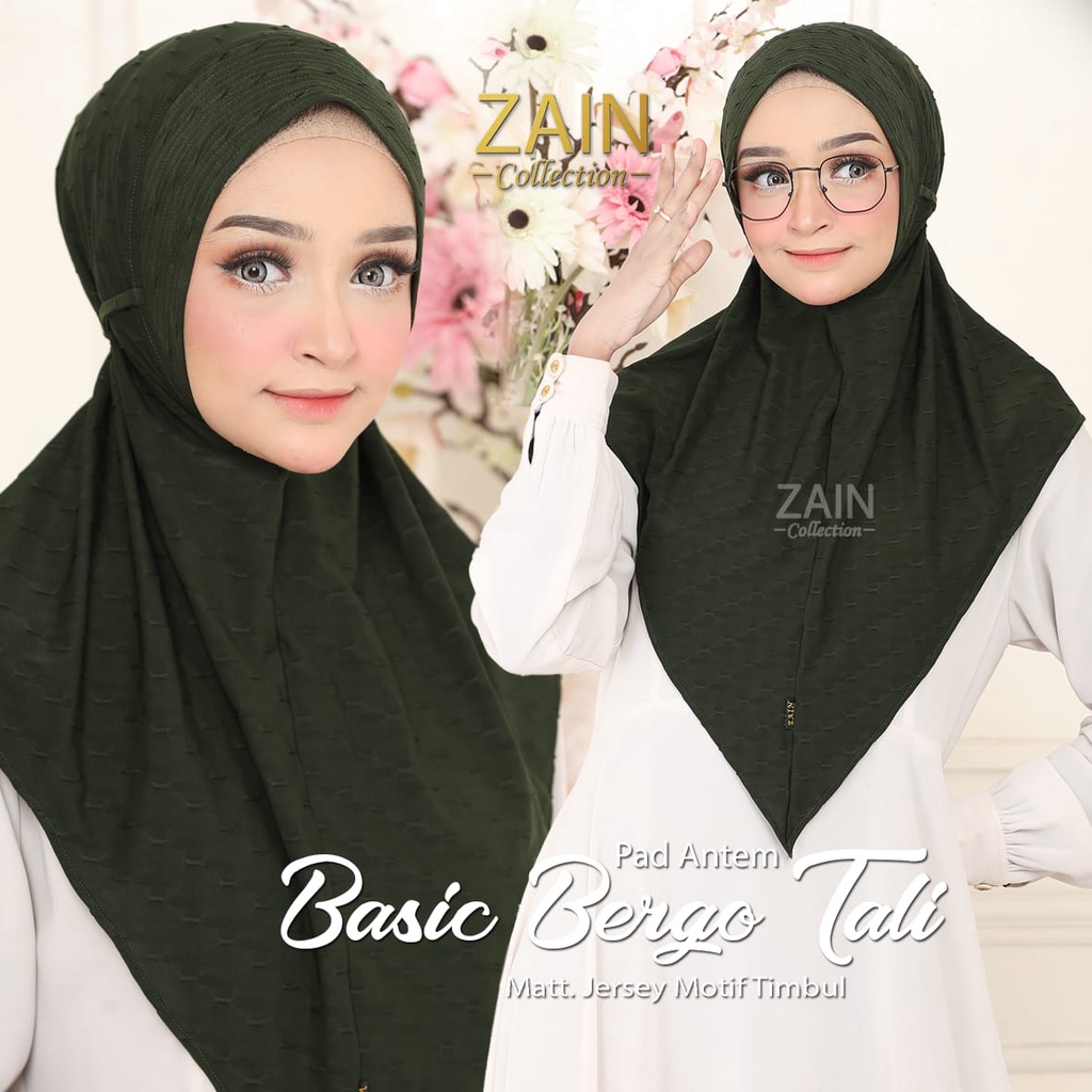 Jilbab Instan Bergo Basic Tali Ori Zain Collection-ARMY