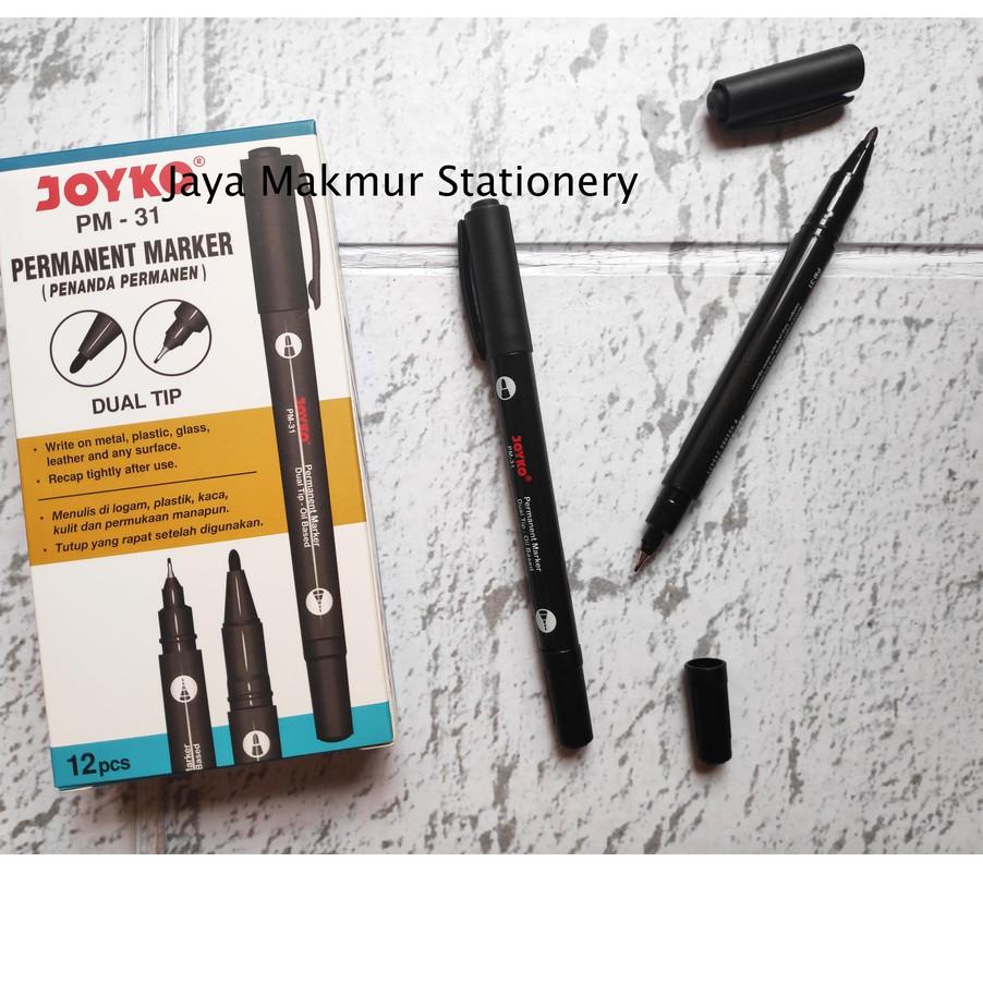 

*BestSeller* Spidol Permanent Marker Joyko PM-31 Dual tip (Hitam)