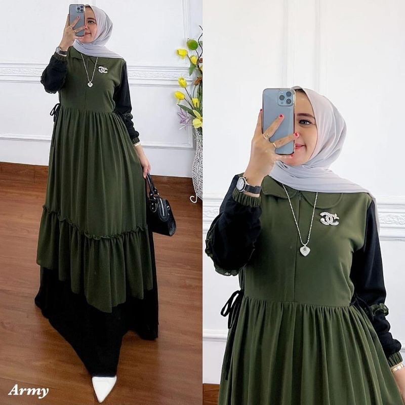 COD - PRIANKA DRESS GAMIS MUSLIM PREMIUM CERUTY FULL LAYER LAPIS PURING LD 110 FIT S-XL ( FREE BROS ) FASHION GAUN MAXY MAXI WANITA POLOS PESTA KONDANGAN MODERN TERMURAH TERLARIS-2