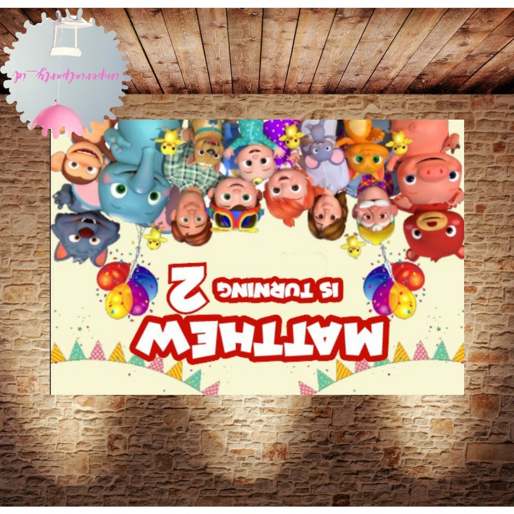 Custom Backdrop Banner Spanduk Happy Birthday Cocomelon