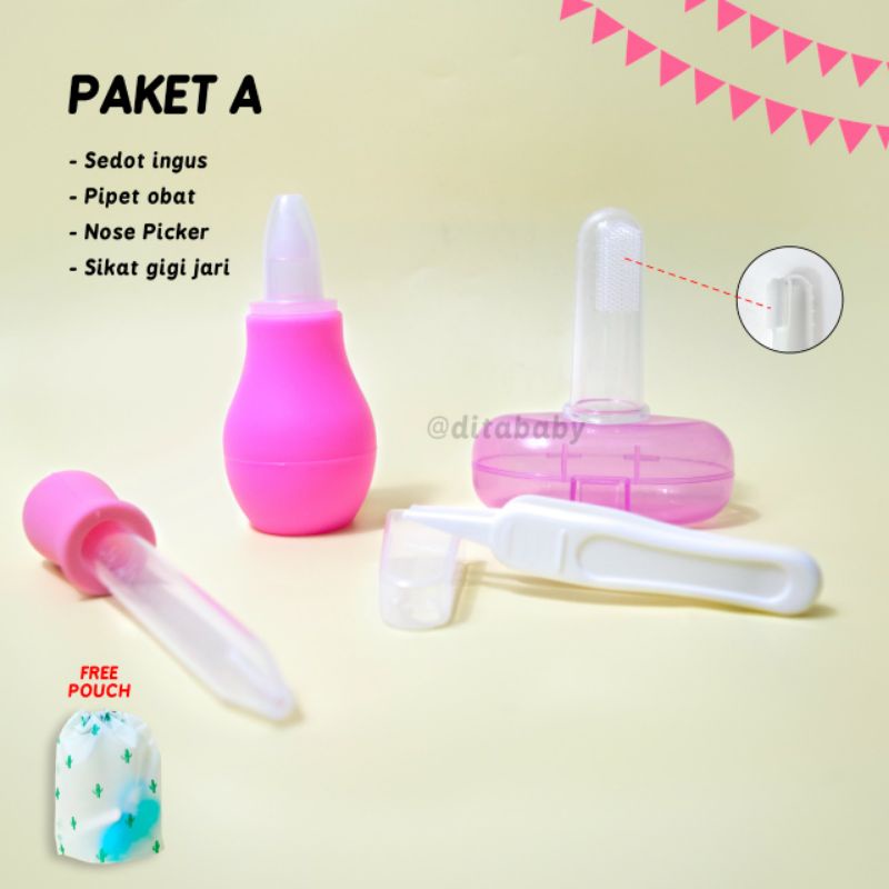 PAKET A KESEHATAN BAYI SEDOT INGUS PIPET IBAT NOSE PICKER PENJEPIT HIDUNG DAN SIKAT GIGI BAYI | PERTOLONGAN BAYI PILEK PAKET HEMAT MANICURE SET BAYI PENJEPIT HIDUNG SEDOT INGUS BAYI SIKAT GIGI BAYI PIPET OBAT ALAT KESEHATAN BAYI TERMOMETER