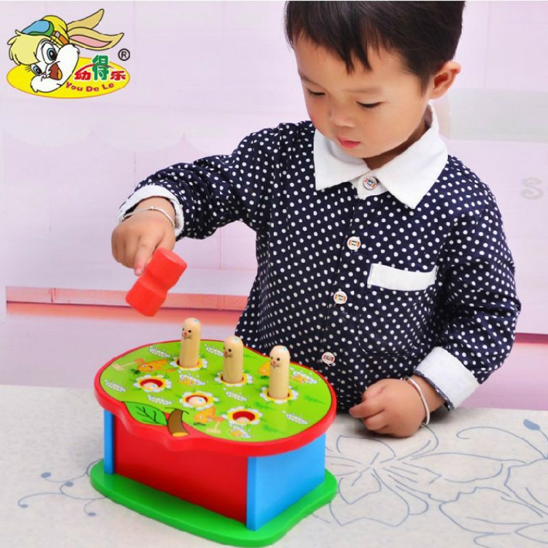 MAINAN EDUKASI PEMUKUL HAMSTER / WOODEN TOY APLLE PLAY HAMSTER / WHACK MOLE