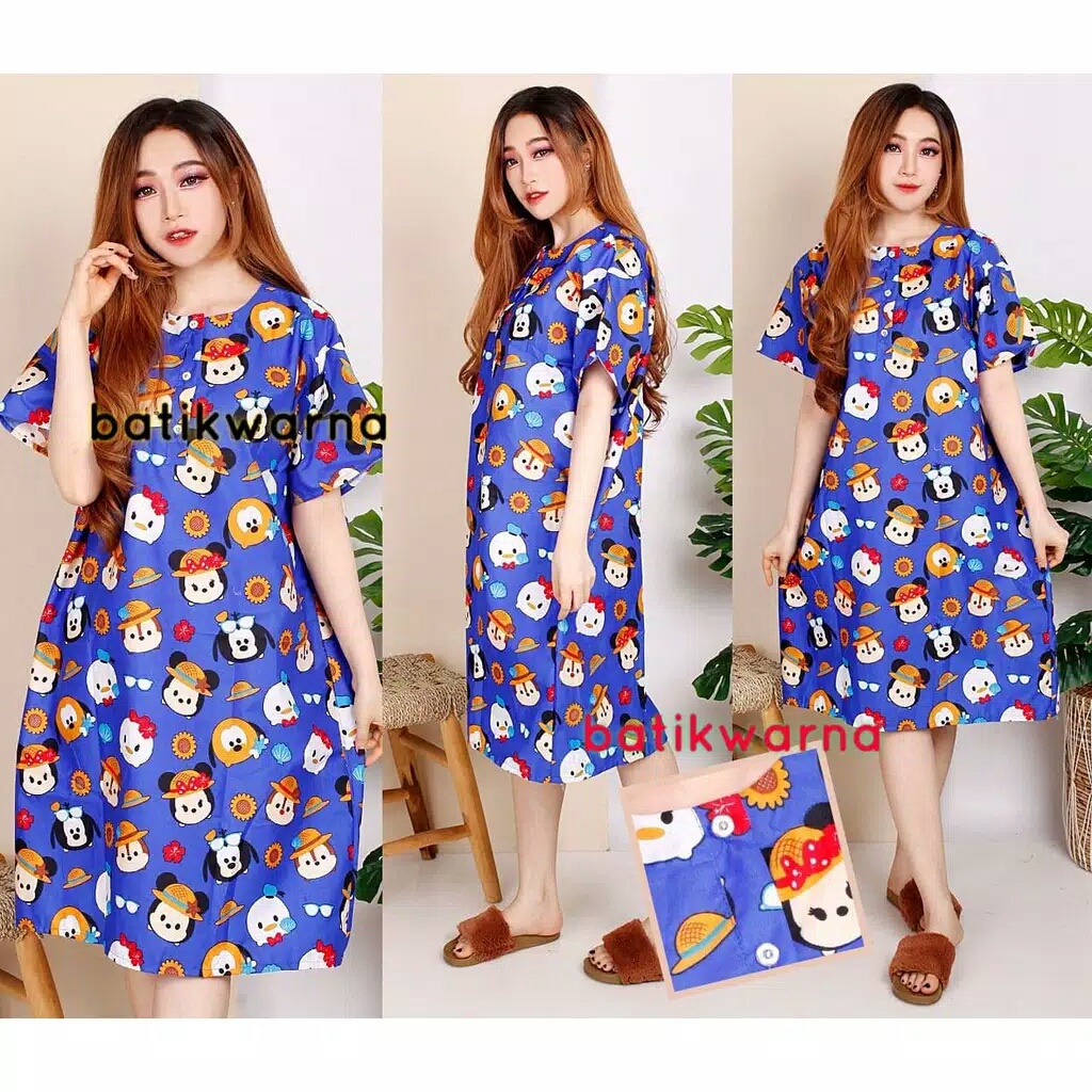 COD - DS001 - Daster Wanita Jumbo Kekinian - Motif Micky - Lebah Kuning - Koatak Biru - Boneka Biru 
