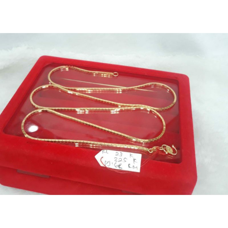 KL23K325K kalung emas kuning asli model italy kaca panjang berat 15.050 kadar 70% 16k panjang 68cm
