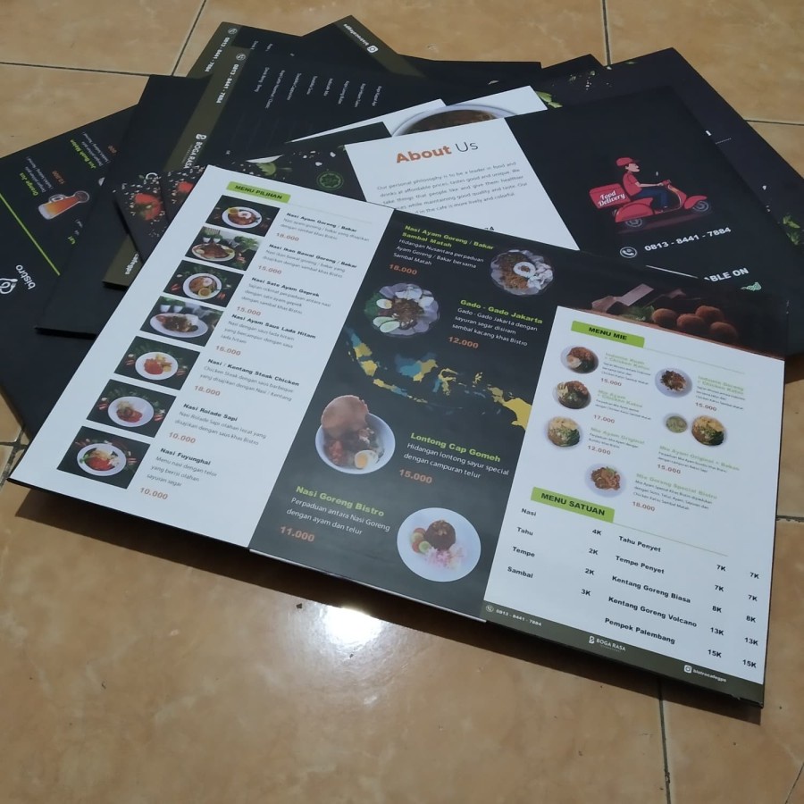 Cetak Buku Menu Resto, Cafe Buku Hard Cover 2 mm