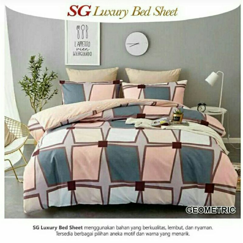 Sprei & Badcover katun lokal SG LUXURY BED SHEET motif GEOMETRIC