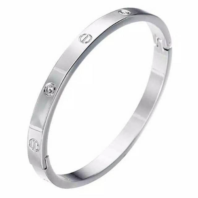 Gelang Wanita Titanium Lapis Emas Model - 329#-Platinum+Berlian B