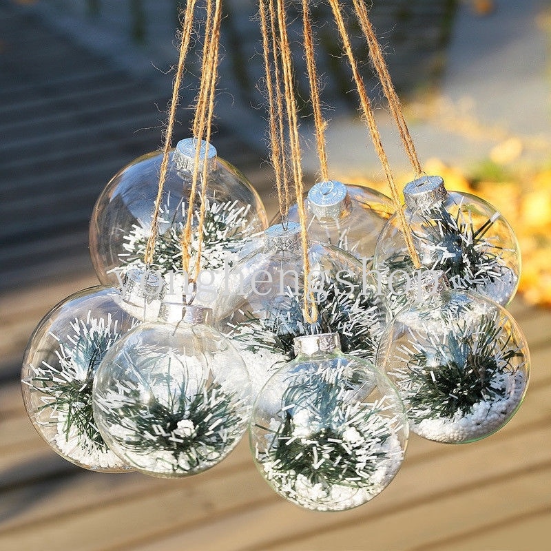 Ornamen Bola Gantung Bahan Plastik Transparan Untuk Dekorasi Pohon Natal