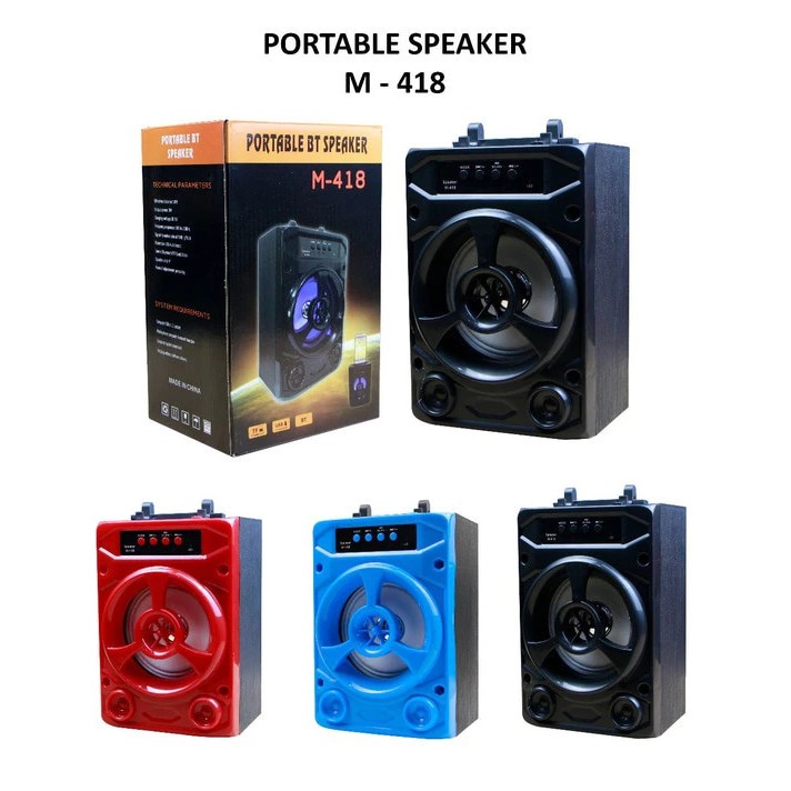 Speaker Portable Bluetooth FM Radio SD Card Aux Salon Extra Bass M-408