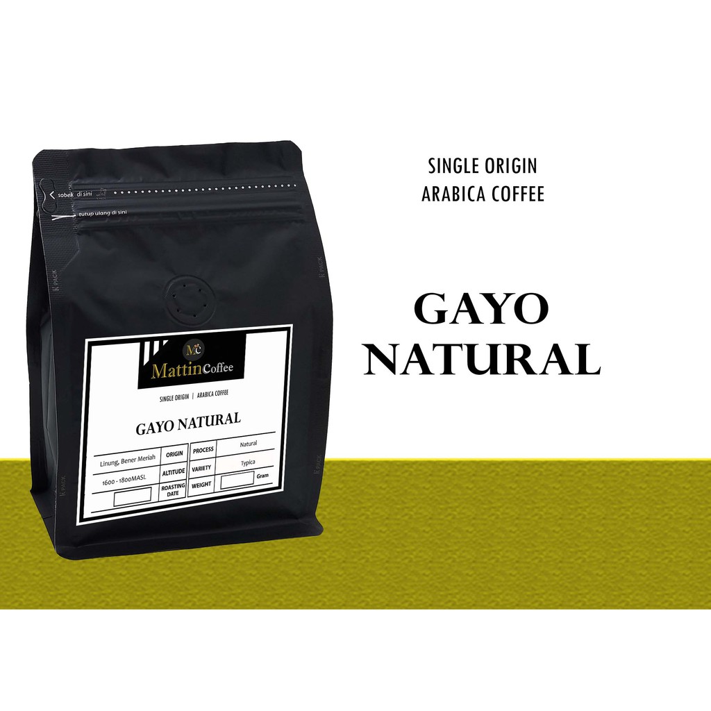 

Arabika Kopi Gayo Natural 250 gr - 1000 gr/1 kg Roasted Biji/Bubuk Mattin Coffee
