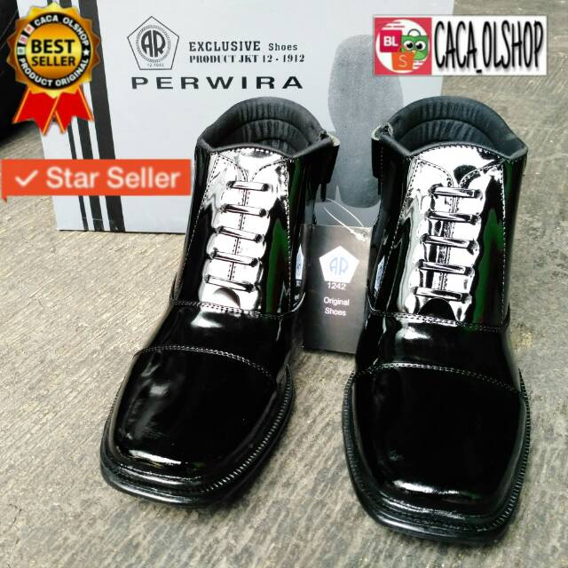 AR Exclusive Sepatu PDH Perwira Original 1209 TNI POLRI Security Satpam Tali Imitasi Mati Variasi