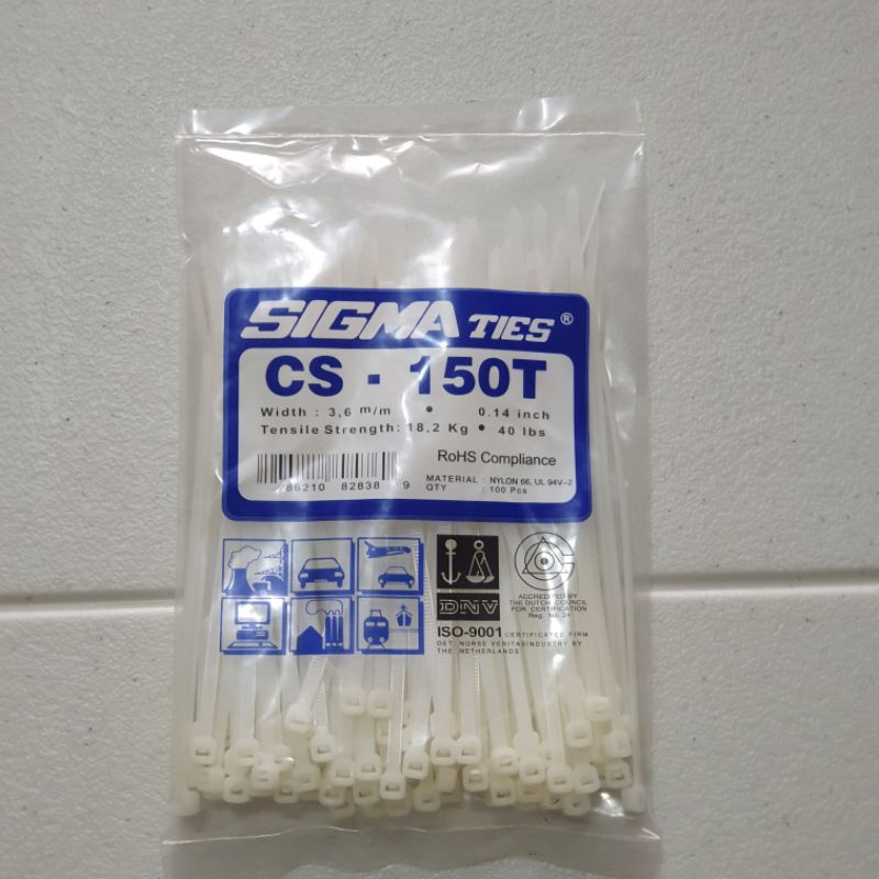 

Kabel Tis Ties / Sigma Ties CS 150-T PUTIH - Panjang 15 cm Lebar 3,6 mm
