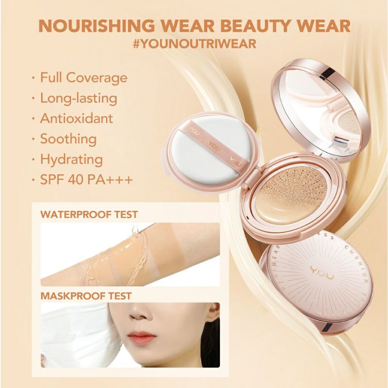 YOU Noutriwear+ Flawless Cushion Foundation Nourishing Poreless Full Coverage SPF 40 &amp; PA+++