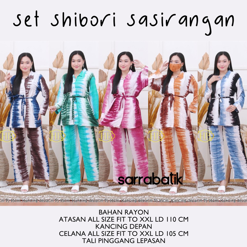 Set Shibori Sasirangan Batik Setelan Tie Dye Jumputan Rayon Daily Set Batik Home Set Jumbo Muslim