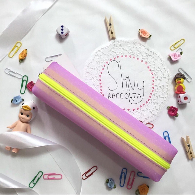 GLITTERY PLAIN SHINY PENCIL CASE KOTAK PENSIL ALAT TULIS LUCU