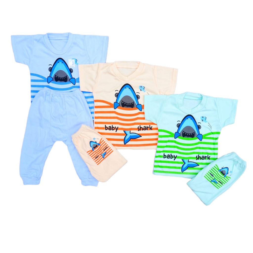 Set Baju Bayi Katun Double Premium Setelan Baju Pendek Celana Panjang Pampers Kiwari