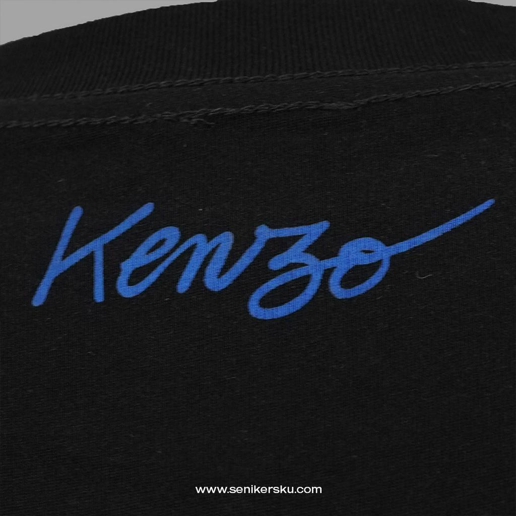 Kenzo Print Blue Flower Black Tee