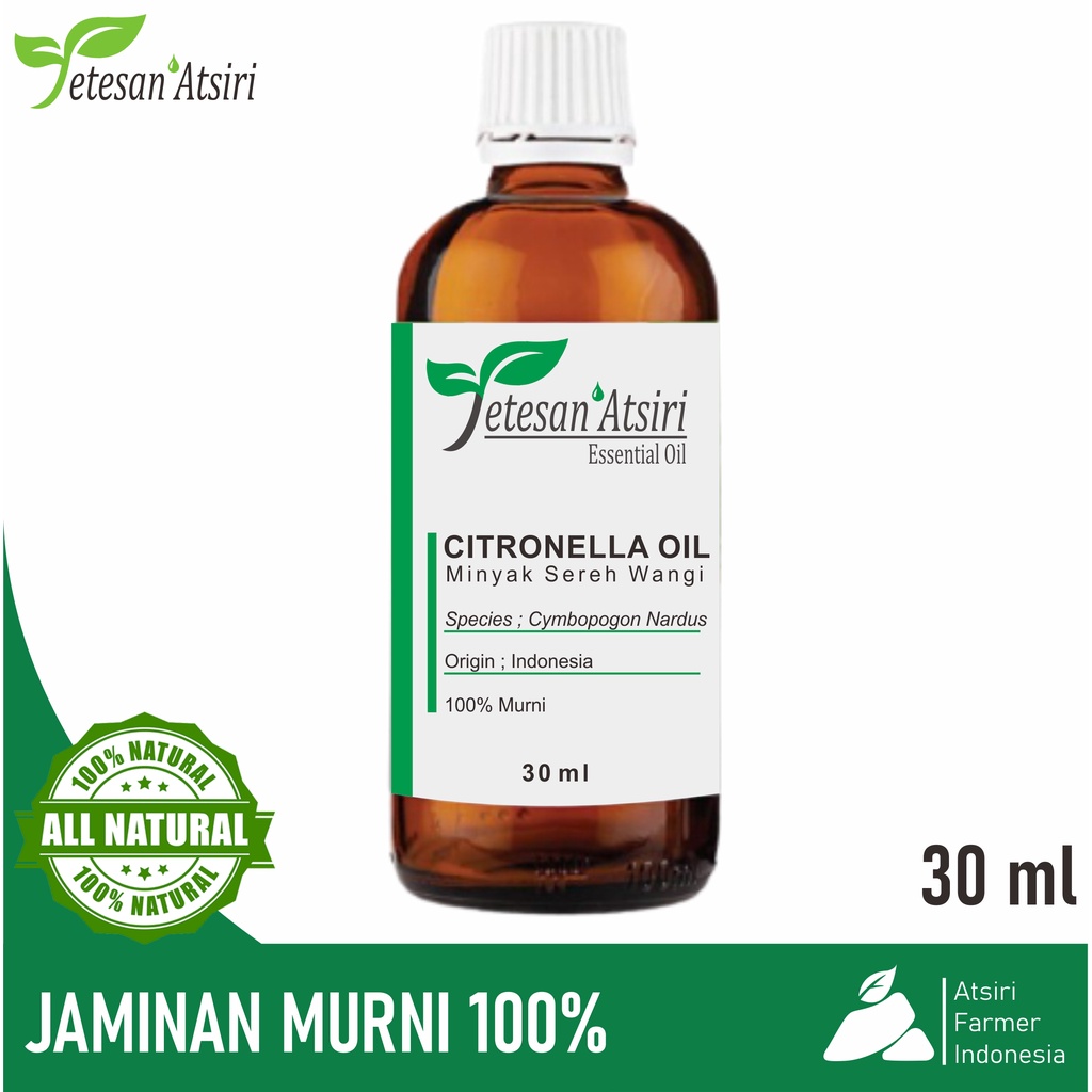 30ml minyak atsiri sereh wangi murni asli penyulingan 100% citronella pure essential oilaromatherapy