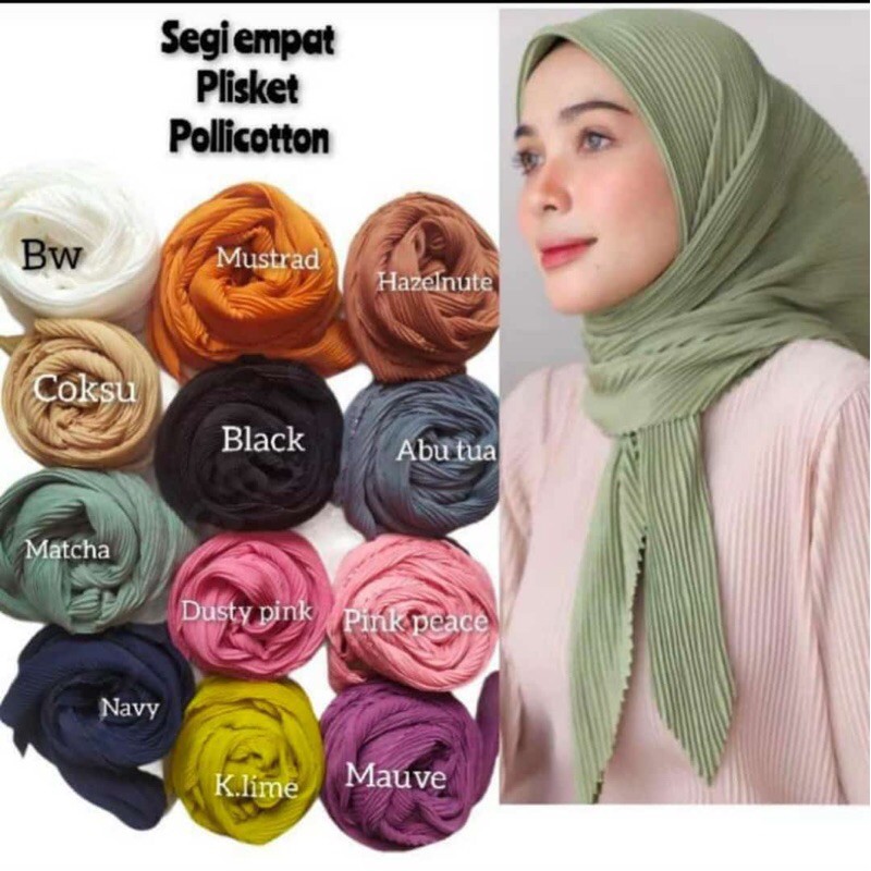 KERUDUNG/SCARF SEGI EMPAT PLISKET MURAH