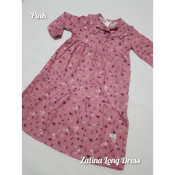 Zalina Long Dress Gamis Panjang Anak Cantik Bahan Rayon Viscose Premium Adem Jatuh Nyerap Keringat Nyaman Untuk Anak