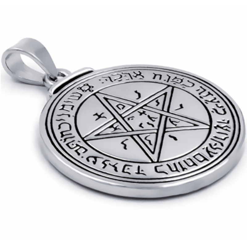 Fashion Charm Mens Boys Pewter Pendant Necklace Talisman of Venus Solomon Seal Kabbalah Chain Jewelry