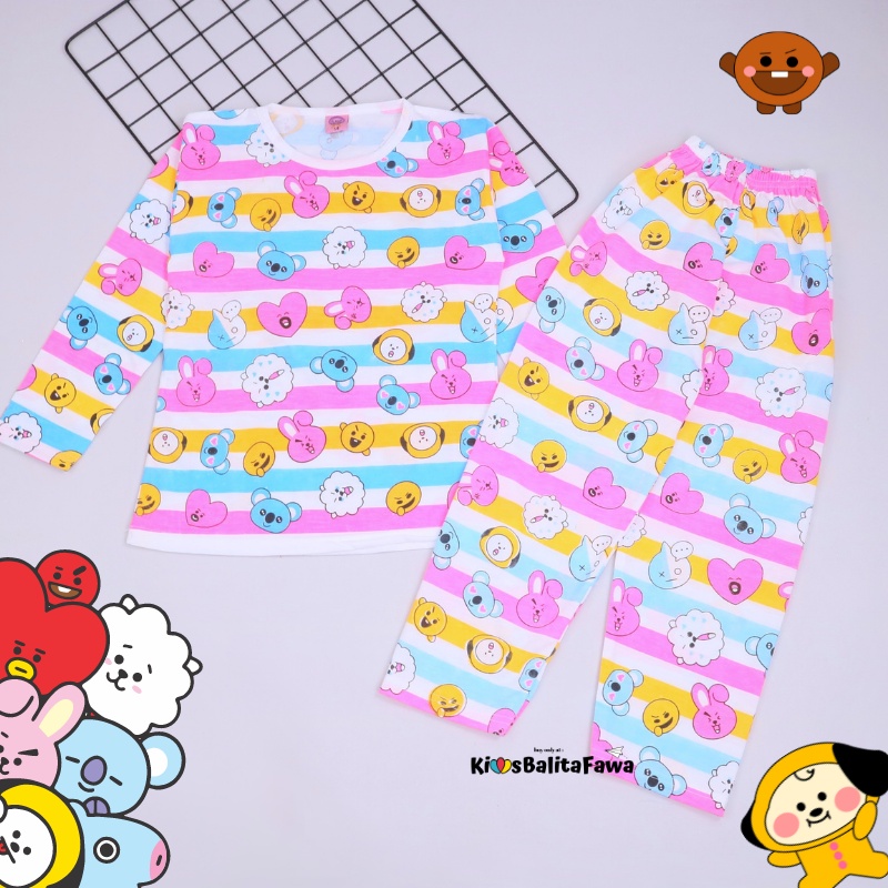 Piyama Anak Perempuan uk 5-10 Tahun / Baju Tidur Disney Import Kaos Karakter Lengan Celana Panjang