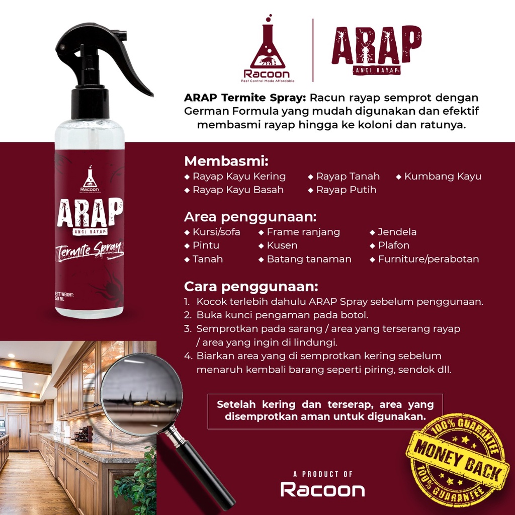 Racoon Obat Anti Rayap Spray ARAP 500 ml / Racun Rayap Semprot Cair