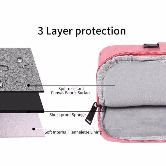Tas Laptop Softcase Nylon Jinjing Zipper 15 inch pink