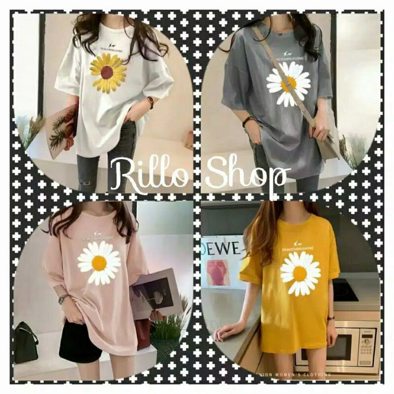 KAOS WANITA JUMBO,,KAOS SUN FLOWER XXL - LD 120CM