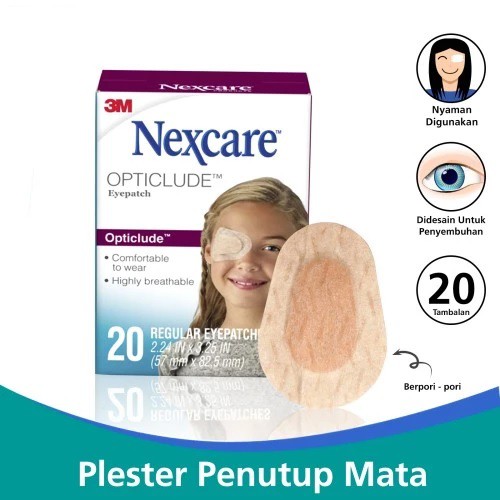 PLESTER PENUTUP MATA IRITASI REGULER 3M NEXCARE OPTICLUDE REGULAR 1539 ISI 20 PLESTER MATA DEWASA