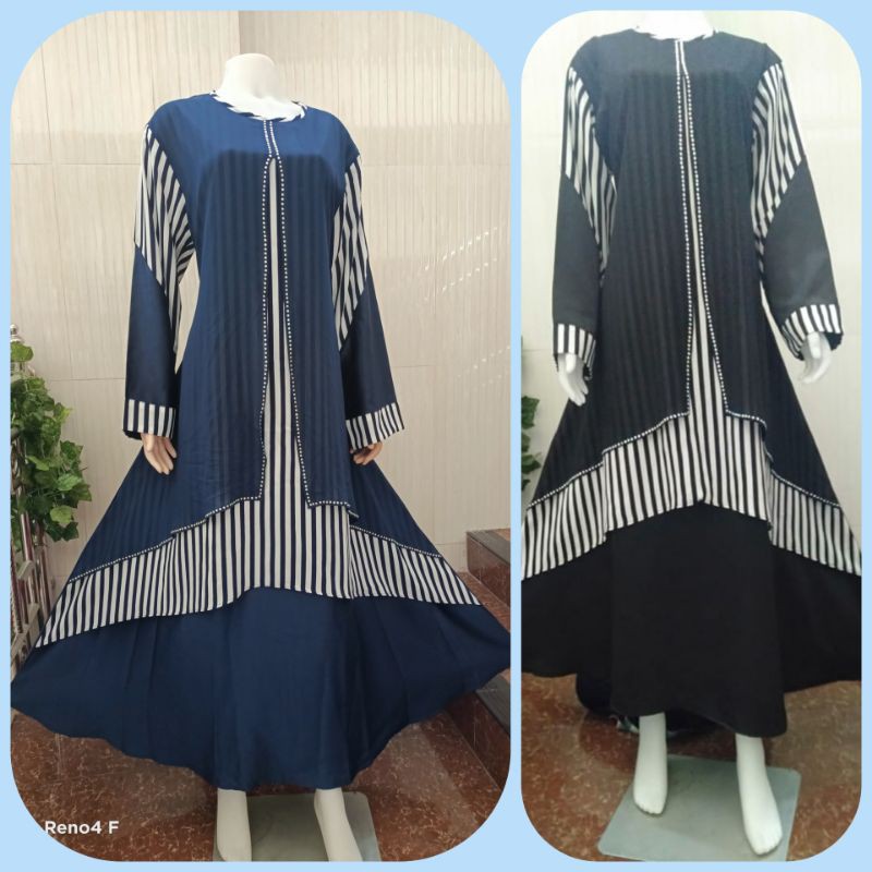 abaya salur susun/gamis hitam