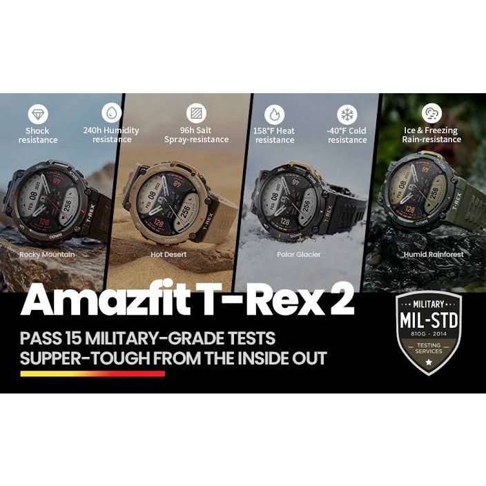 Amazfit TREX 2 T-REX 2 T REX 2 Smartwatch Amoled 1.39' GPS 150+ Sport Mode - Garansi Resmi 1 Tahun