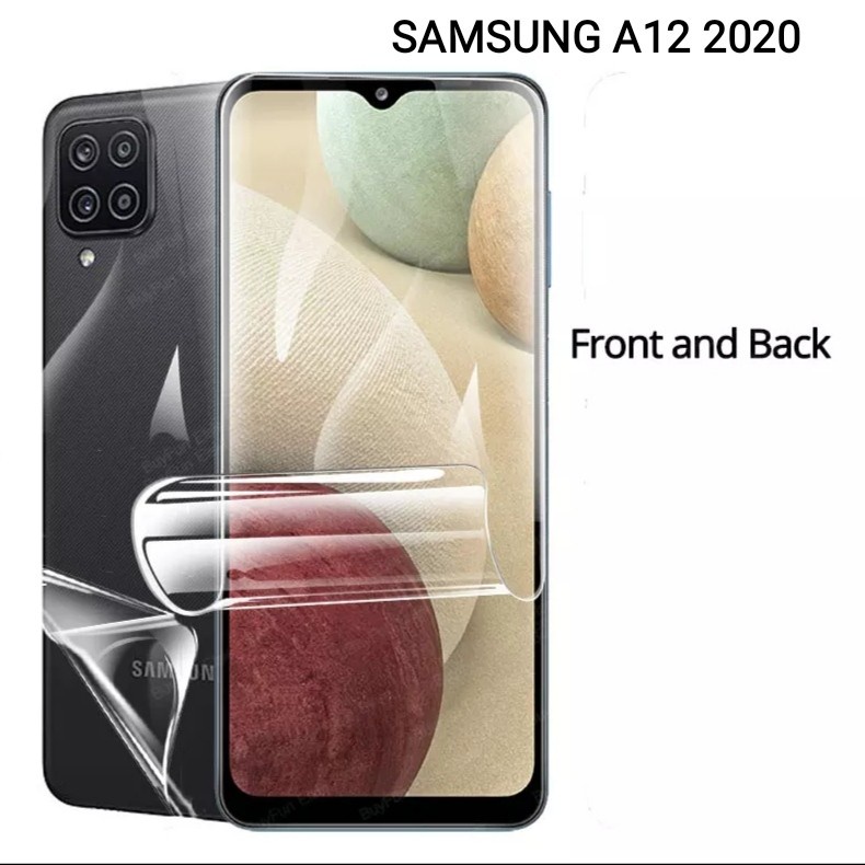 SAMSUNG A12 SAMSUNG M12 ANTI GORES HYDROGEL FULL SET DEPAN DAN BELAKANG CLEAR BENING SCREEN GUARD JELL FRONT AND BACK FULL COVER PELINDUNG LAYAR DAN ANTI JAMUR BACK