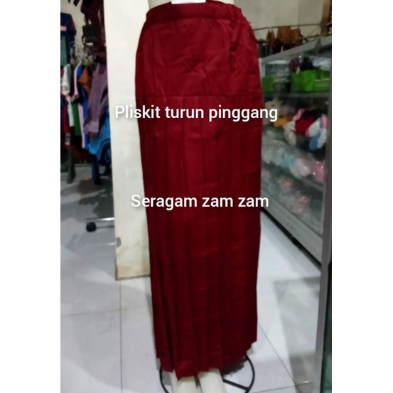 rok panjang pliskit turun pinggang,seragam SD SMP mi Mts seragam sekolah SD SMP seragam madrasah-T.pinggang plisMerah