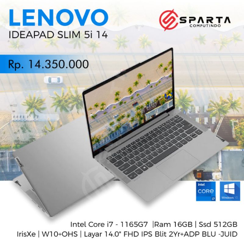 Laptop Lenovo Ideapad Slim 5i Core I7 1165G7 Ram 16 Gb Ssd 512 Gb New Garansi Resmi