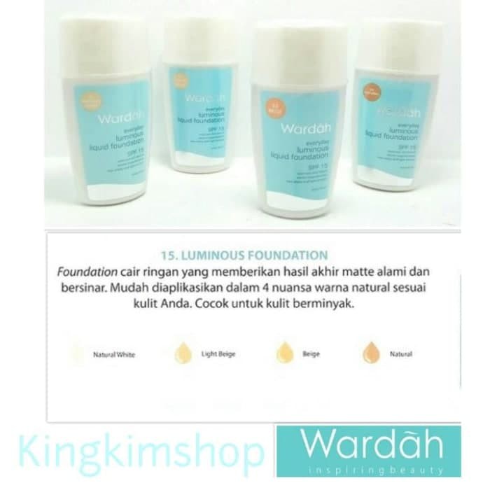 Original Alas Bedak Cair Wardah Everyday Luminous Liquid Foundation - Natural