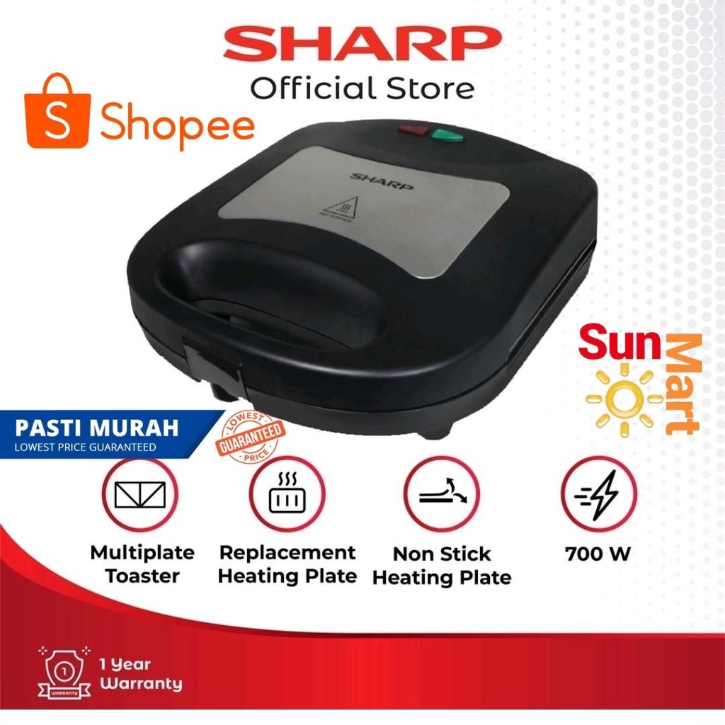 Sharp Sandwich Toaster KZS-71-BK / Toaster KZS71BK Multiplate / Pemanggang Roti sharp