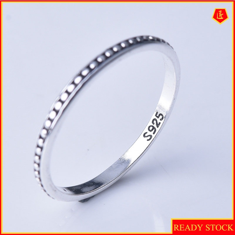 [Ready Stock]S925 Silver Eternal Simple Dots Black Ring