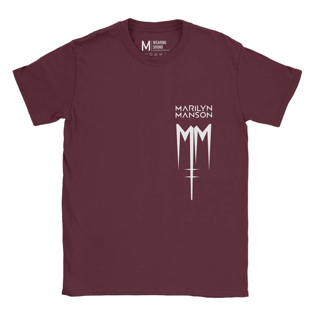 Baju Kaos Band Marilyn Manson Logo Maroon
