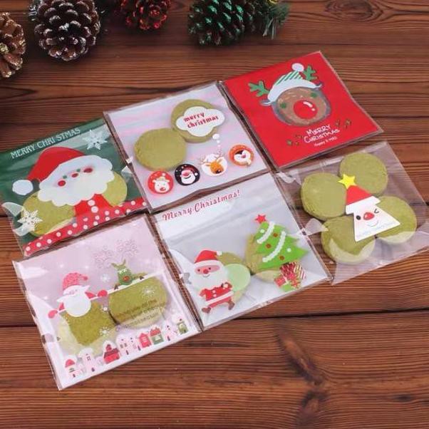 

DZJ Plastik packing cookies natal Christmas lucu 10x10 cm plastik souvernir PJD Z
