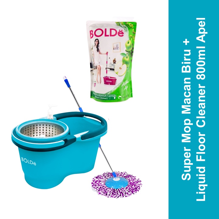 BOLDe Pel Lantai + Sabun Pembersih Lantai Apel / Super Mop + Apple Liquid Floor Cleaner Macan Biru 8