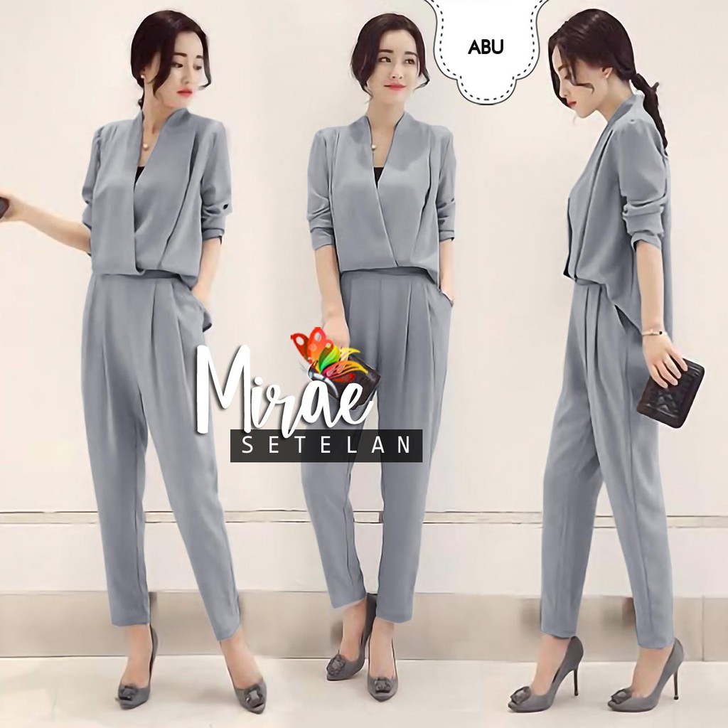 ST MIRAE / SETELAN BAJU KANTOR WANITA KOREAN STYLE/ SETELAN MIRAE MOSCREPE / 2IN1 / SETELAN TERBARU