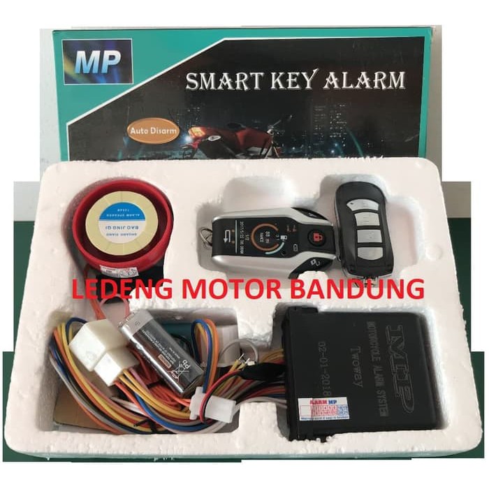 Smart Key Alarm MP Motor Remote Bunyi Stater Jarak Jauh 2 Arah Two Way LEDENG MOTOR