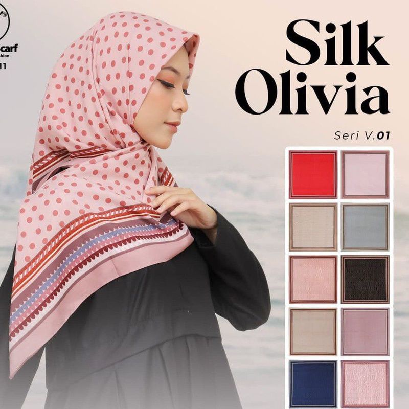 MURAH ! HIJAB UMAMA SILK OLIVIA JAHIT TEPI BAHAN POLY SILK PREMIUM JILBAB KERUDUNG SEGI EMPAT SQUARE