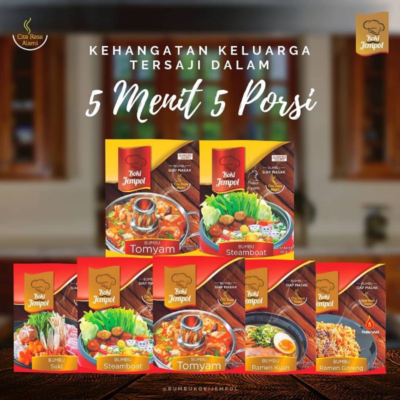 

Grosir Koki Jempol Bumbu Instan Kaldu Tomyam Suki Steamboat Ramen Miso Soup Kuah Baso Laksa Sause Grill Korean -75gr