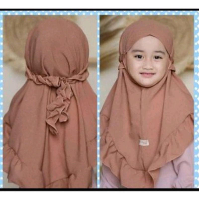 Hijab Bergo Anak Rempel tali kriwil /Jilbab anak maryam non pet